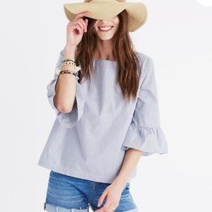 Madewell Blue Striped Bell Sleeve Top